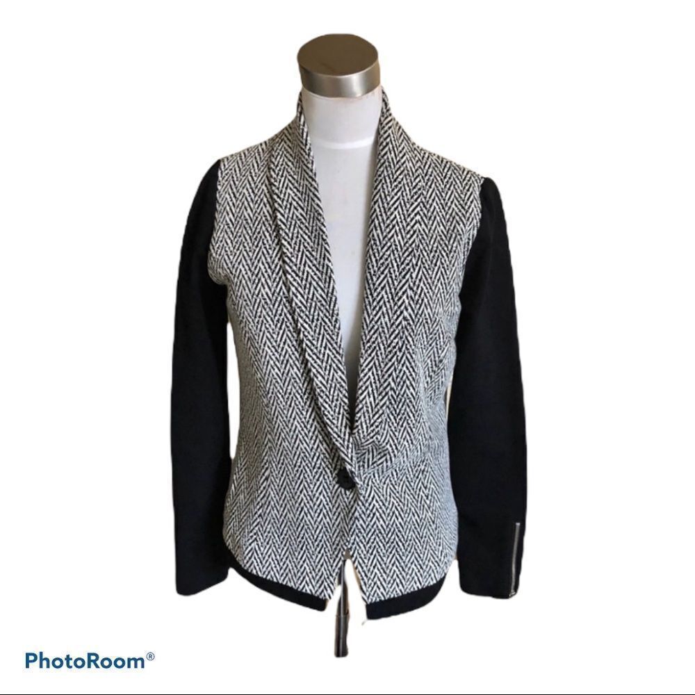 Liquid New York black ivory patterned blazer 4